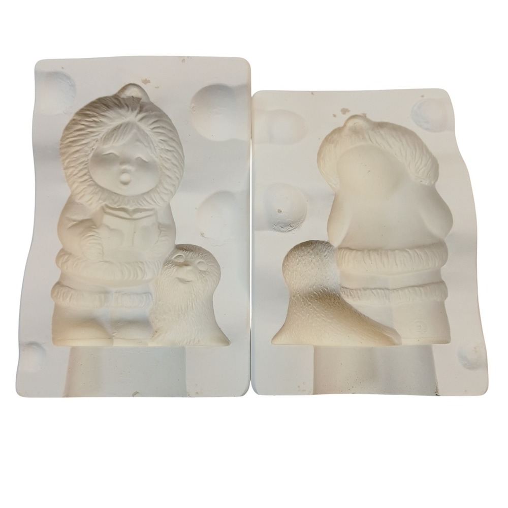 Vintage Alberta's‎ Molds A-436 Inuit Child with Seal Ornament Ceramic Mold 1984